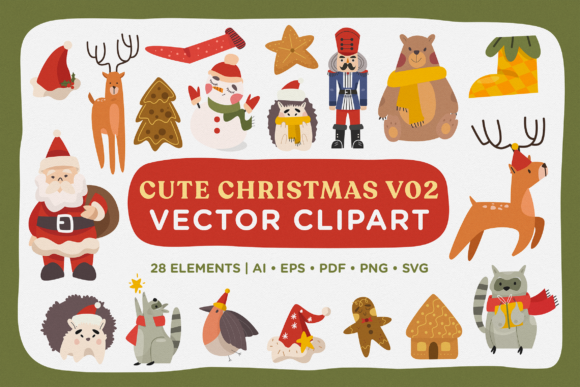 Cute Christmas Vector Clipart Pack 2: A Versatile Design Resource for the Holidays